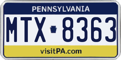 PA license plate MTX8363