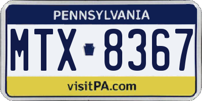 PA license plate MTX8367