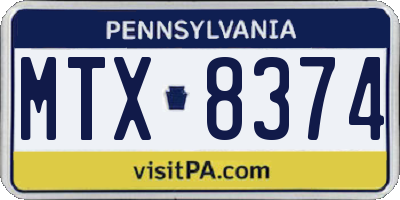 PA license plate MTX8374