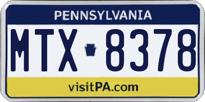 PA license plate MTX8378