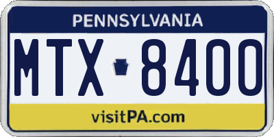 PA license plate MTX8400