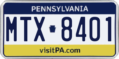 PA license plate MTX8401