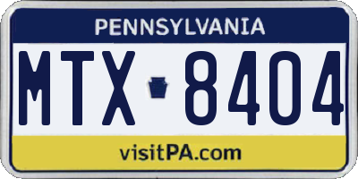 PA license plate MTX8404