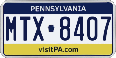 PA license plate MTX8407