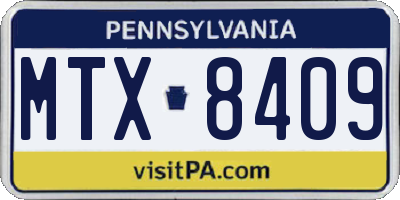 PA license plate MTX8409