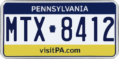 PA license plate MTX8412