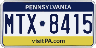 PA license plate MTX8415