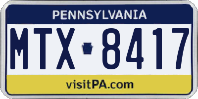 PA license plate MTX8417