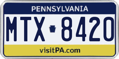 PA license plate MTX8420