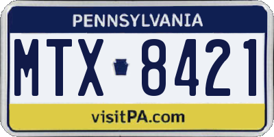 PA license plate MTX8421