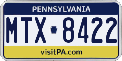 PA license plate MTX8422