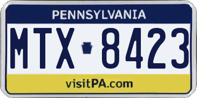 PA license plate MTX8423