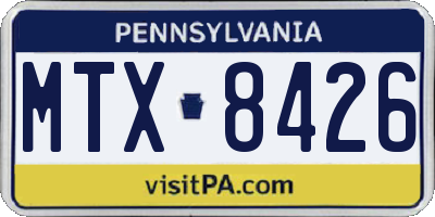 PA license plate MTX8426