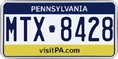 PA license plate MTX8428