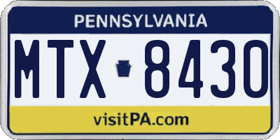 PA license plate MTX8430
