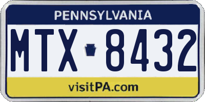 PA license plate MTX8432