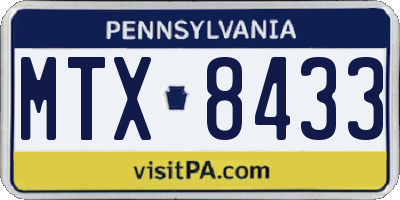 PA license plate MTX8433