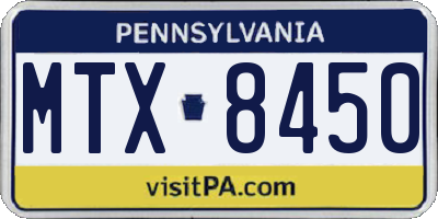 PA license plate MTX8450