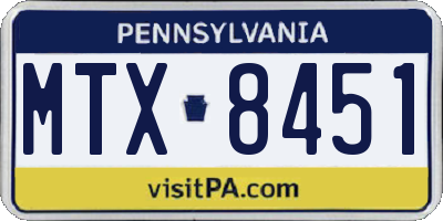 PA license plate MTX8451