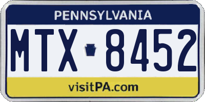 PA license plate MTX8452