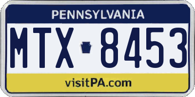 PA license plate MTX8453
