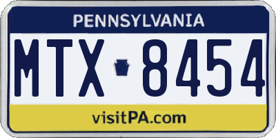 PA license plate MTX8454