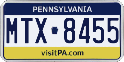 PA license plate MTX8455