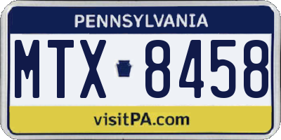 PA license plate MTX8458