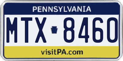 PA license plate MTX8460