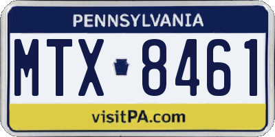 PA license plate MTX8461