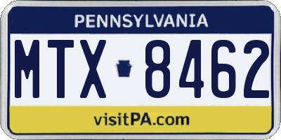 PA license plate MTX8462