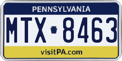 PA license plate MTX8463