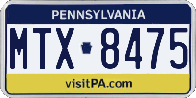 PA license plate MTX8475