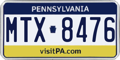 PA license plate MTX8476