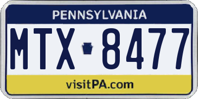 PA license plate MTX8477