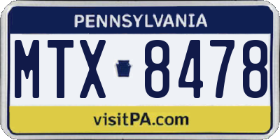 PA license plate MTX8478
