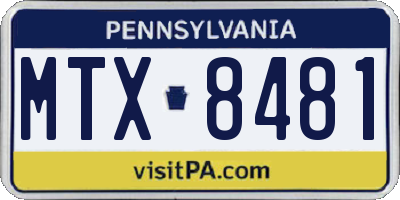 PA license plate MTX8481