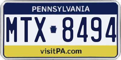 PA license plate MTX8494