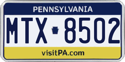 PA license plate MTX8502