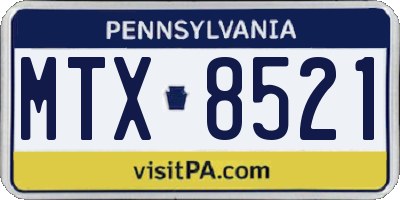 PA license plate MTX8521
