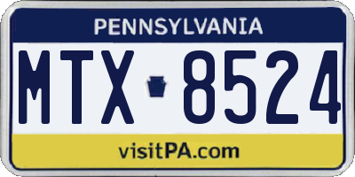 PA license plate MTX8524