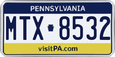 PA license plate MTX8532