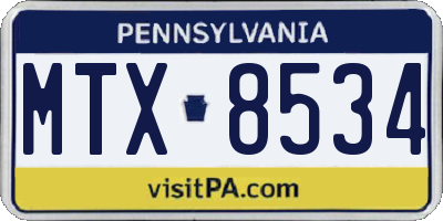 PA license plate MTX8534