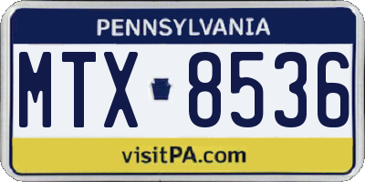 PA license plate MTX8536
