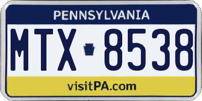PA license plate MTX8538