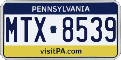 PA license plate MTX8539