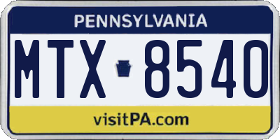 PA license plate MTX8540