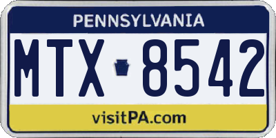 PA license plate MTX8542