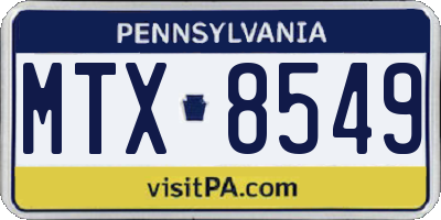 PA license plate MTX8549