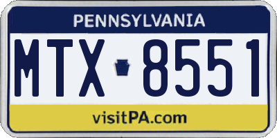 PA license plate MTX8551